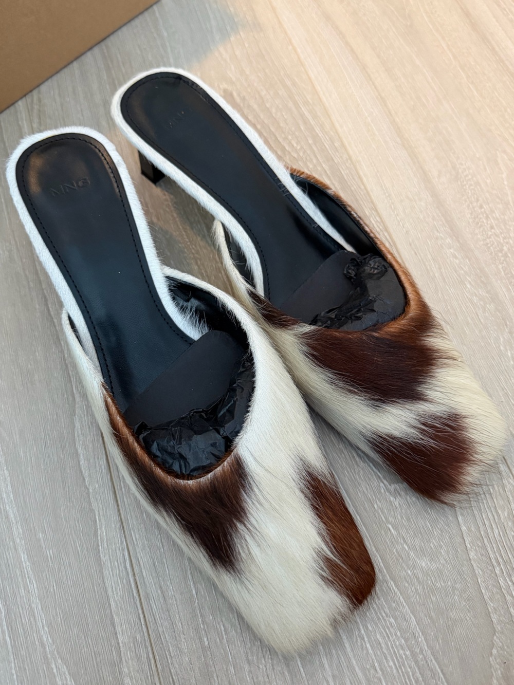 Mango Heeled Pony Hair Mules